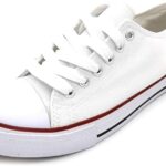 P&L ITALY COLLECTION Baskets Blanches en Toile pour Femmes Baskets Blanches en Toile à Bout en Caoutchouc